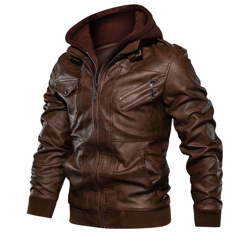 Giacca Biker Uomo con Zip Cappuccio Integrato Casual