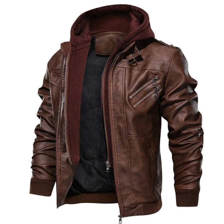 Giacca Biker Uomo con Zip Cappuccio Integrato Casual