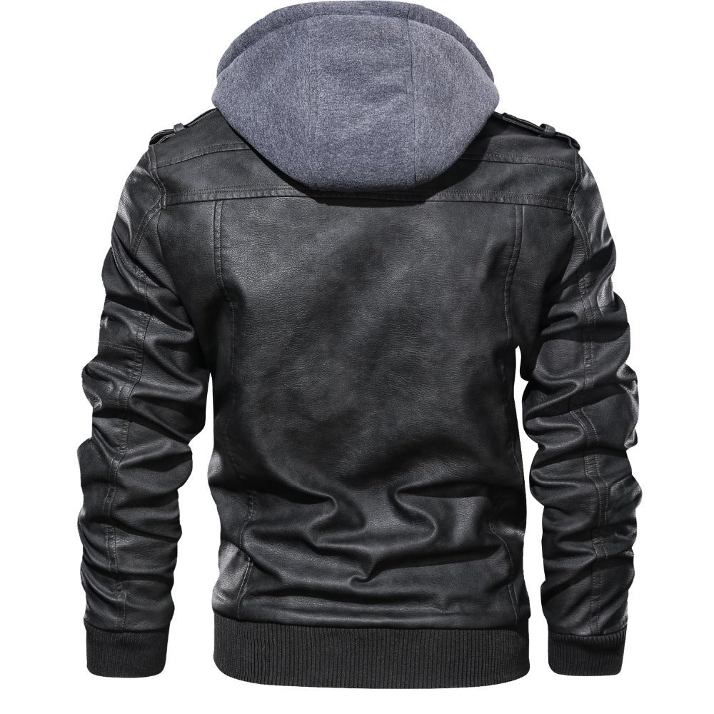Giacca Biker Uomo con Zip Cappuccio Integrato Casual