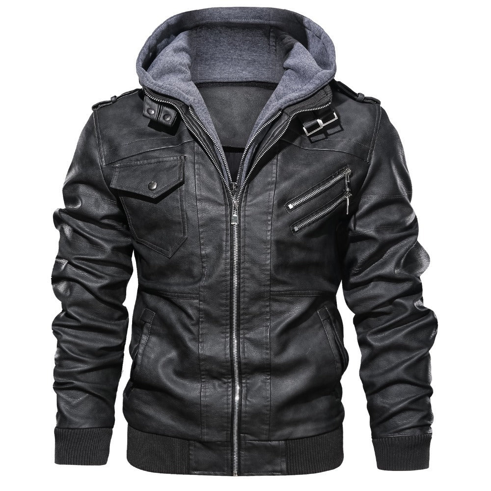 Giacca Biker Uomo con Zip Cappuccio Integrato Casual - Vesarelli
