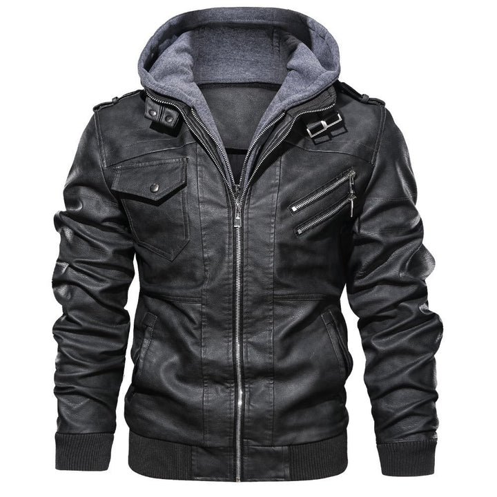 Giacca Biker Uomo con Zip Cappuccio Integrato Casual - Vesarelli