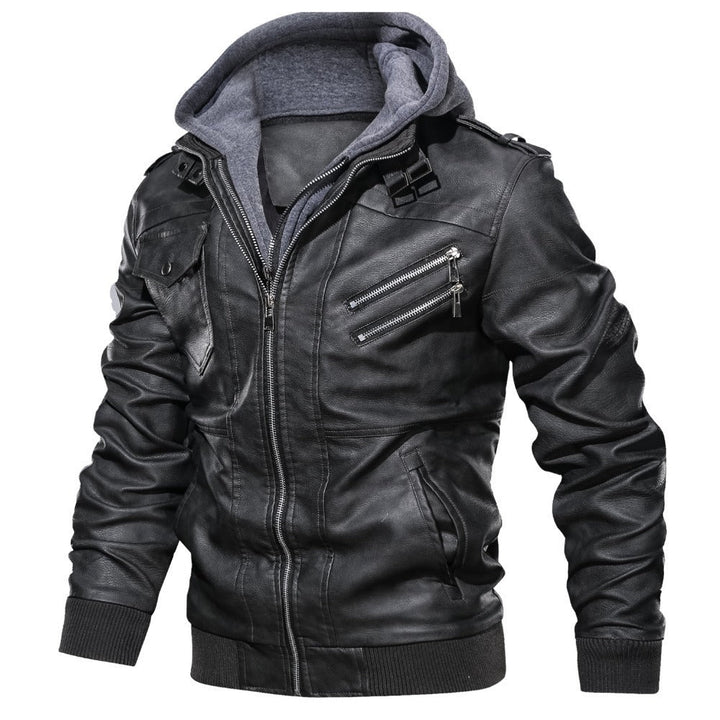 Giacca Biker Uomo con Zip Cappuccio Integrato Casual