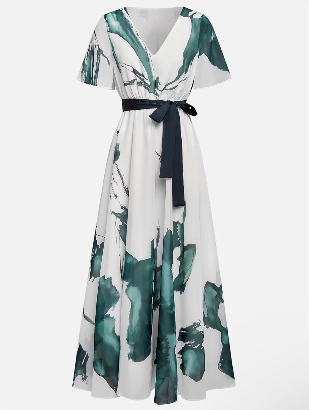 Abito lungo donna Fantasia Acquerello Svasato Elegante