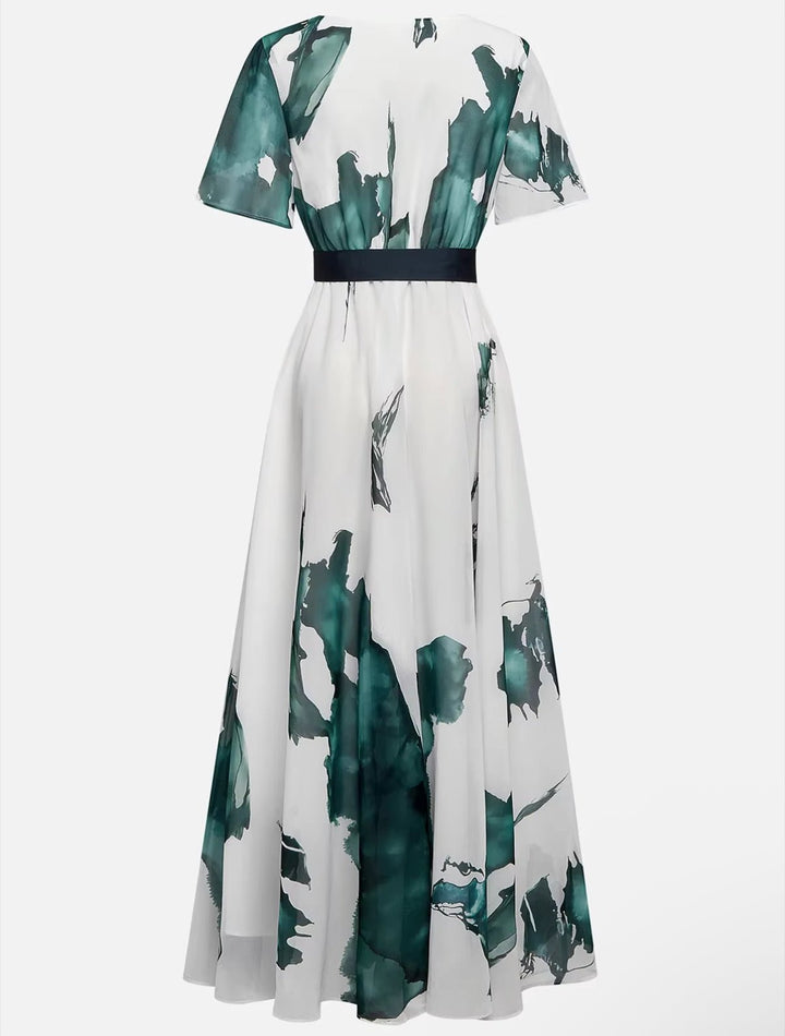 Abito lungo donna Fantasia Acquerello Svasato Elegante