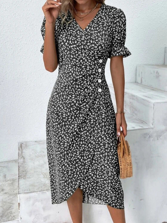 Abito Midi Donna Cotone Bottoni Stile Casual Estivo - Vesarelli