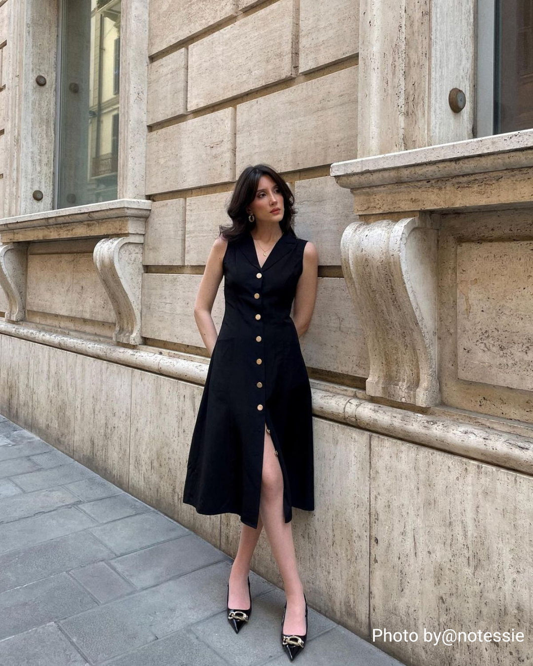 Abito Midi Donna Tunica Scollo a V Elegante Ufficio