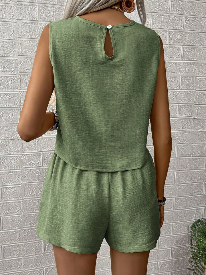 Completo Donna Due Pezzi Corto Senza Maniche Pantaloncini Larga