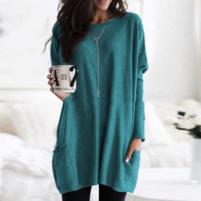 Abito Maglia Donna Maniche Lunghe Scollo Rotondo Vestibilità Comoda