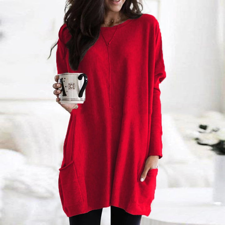 Abito Maglia Donna Maniche Lunghe Scollo Rotondo Vestibilità Comoda