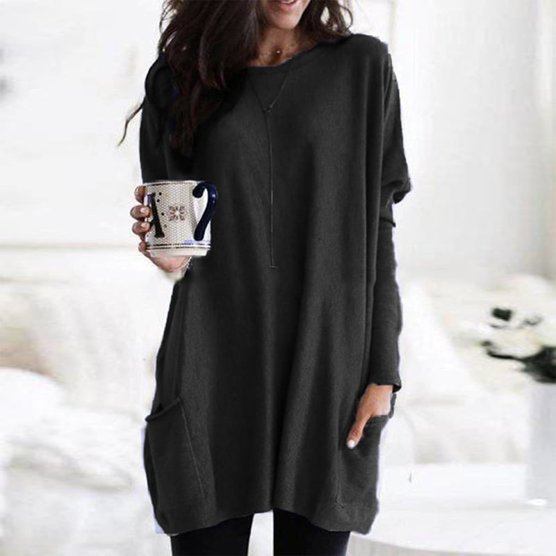 Abito Maglia Donna Maniche Lunghe Scollo Rotondo Vestibilità Comoda