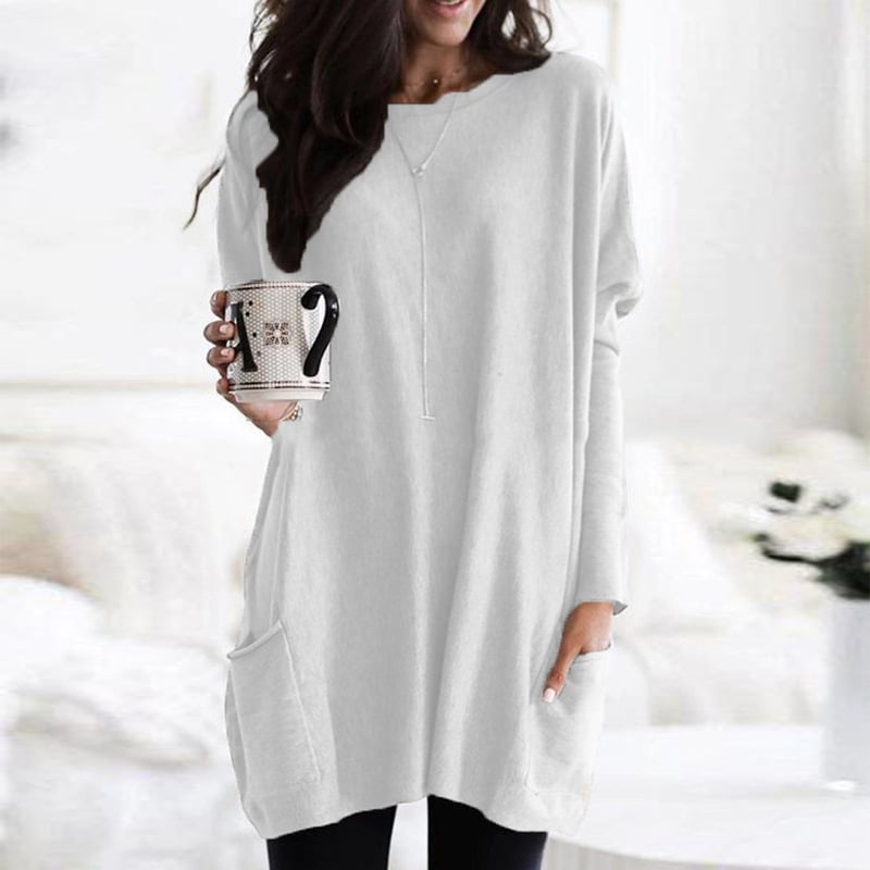 Abito Maglia Donna Maniche Lunghe Scollo Rotondo Vestibilità Comoda