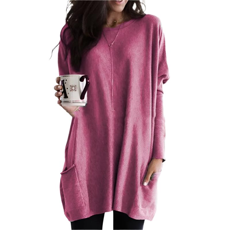Abito Maglia Donna Maniche Lunghe Scollo Rotondo Vestibilità Comoda
