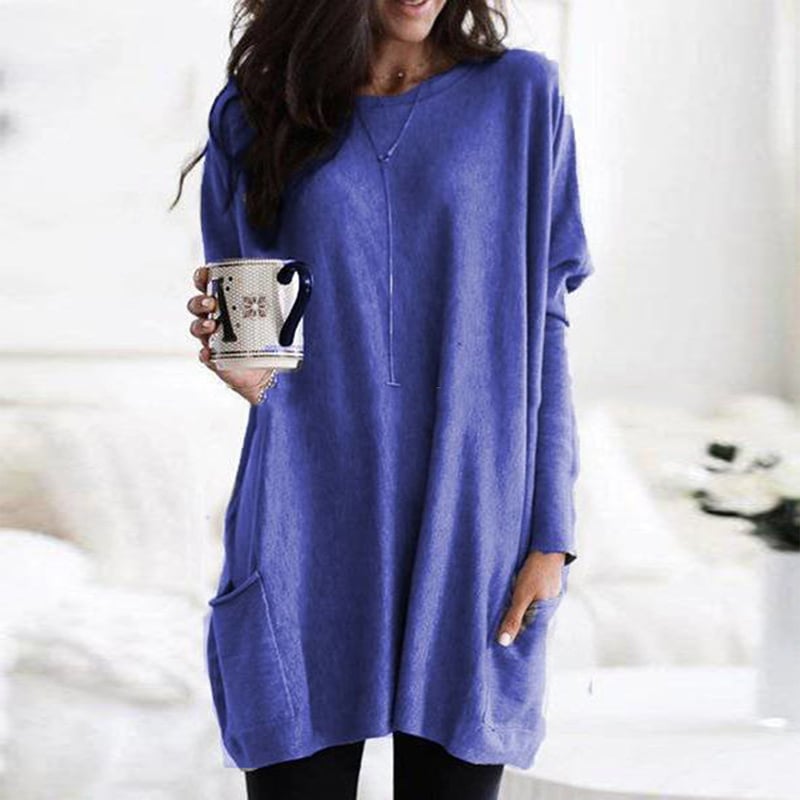 Abito Maglia Donna Maniche Lunghe Scollo Rotondo Vestibilità Comoda