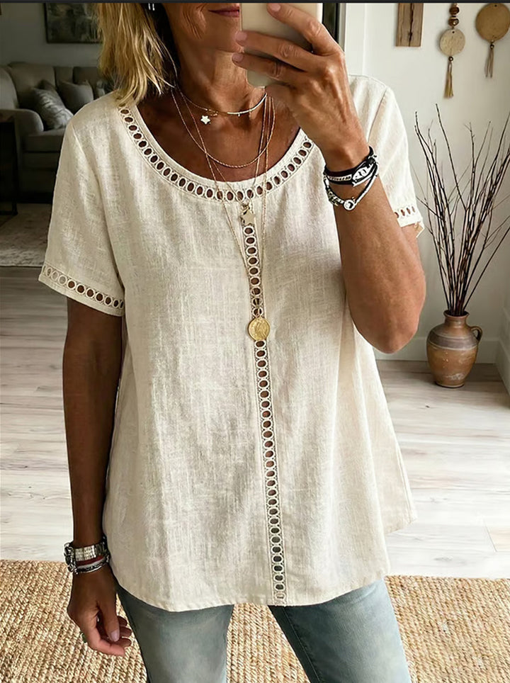 Donna in Lino e Cotone Patchwork con Trafori - Vesarelli