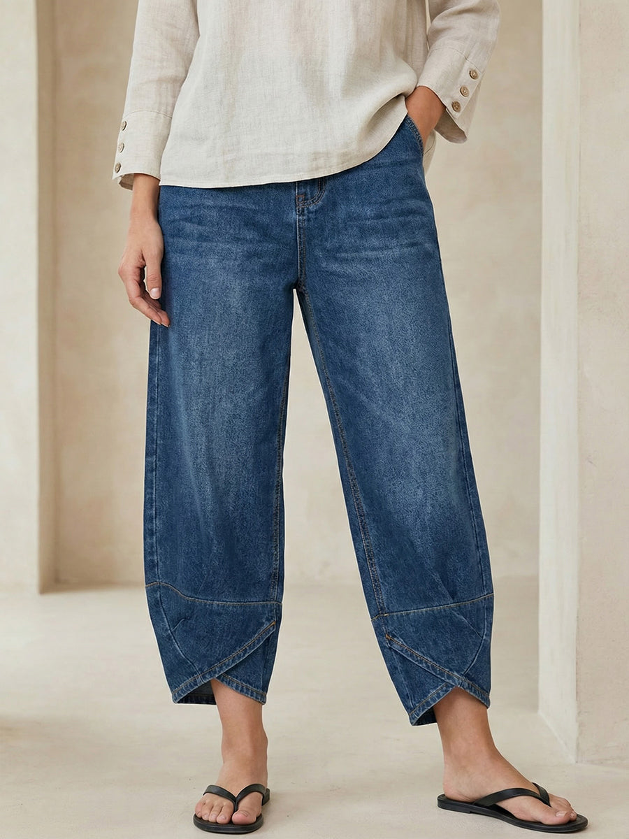 Jeans Donna Cotone Denim Lavato Vestibilità Rilassata Casual - Vesarelli