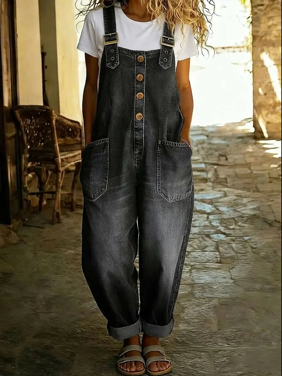 Tuta Donna Casual in Denim con Fibbie Regolabili