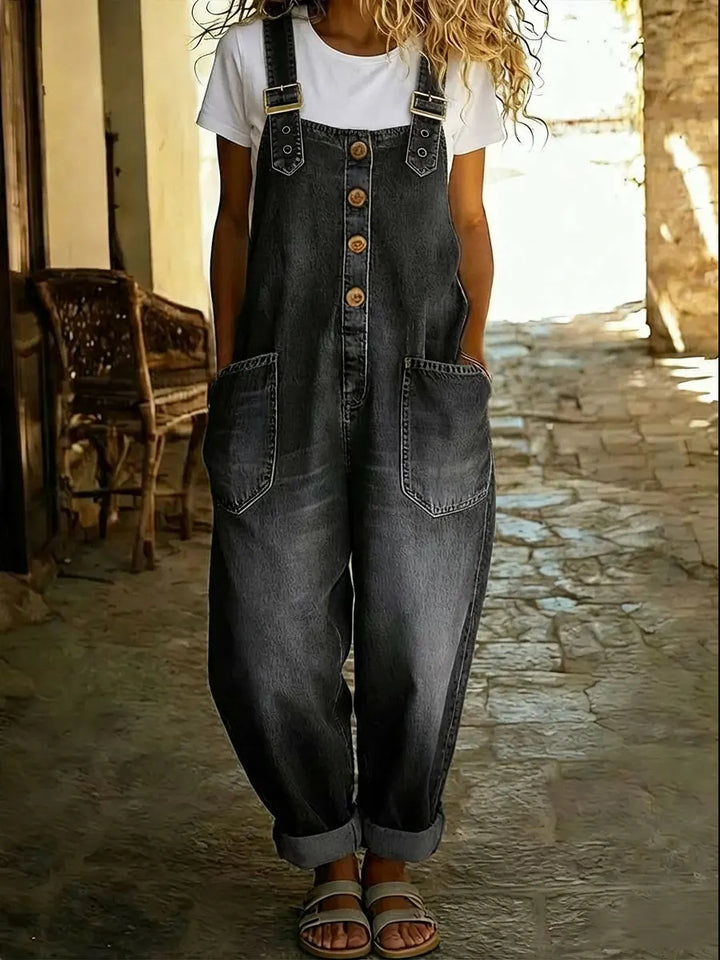 Tuta Donna Casual in Denim con Fibbie Regolabili