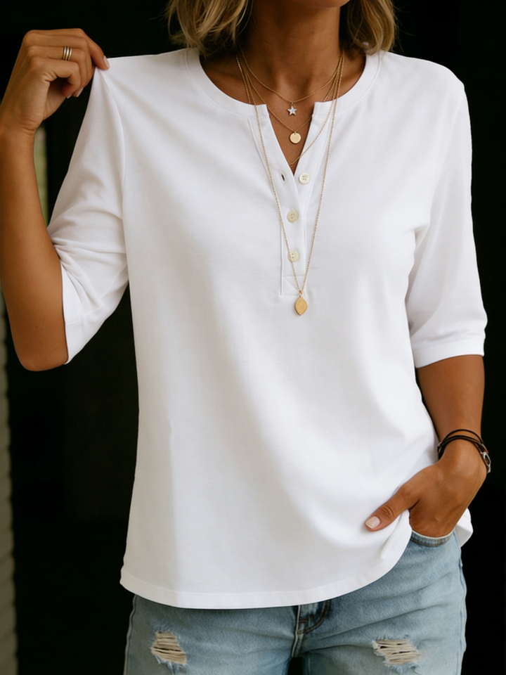 T-shirt Uomo Henley Cotone Casual Manica Corta