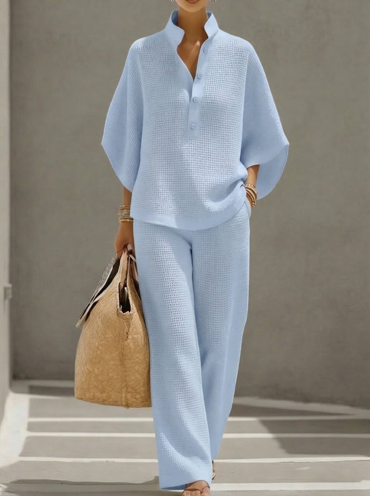 Completo Donna Due Pezzi Tessuto Waffle Casual