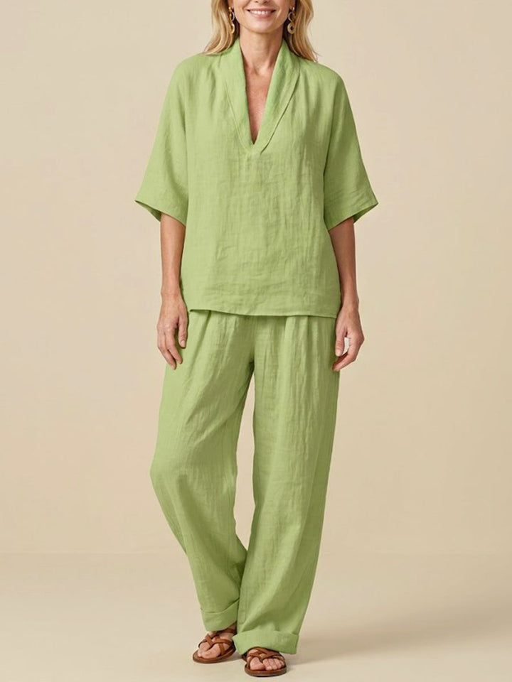 Completo Donna Due Pezzi in Lino Stile Casual Vestibilità Confortevole - Vesarelli