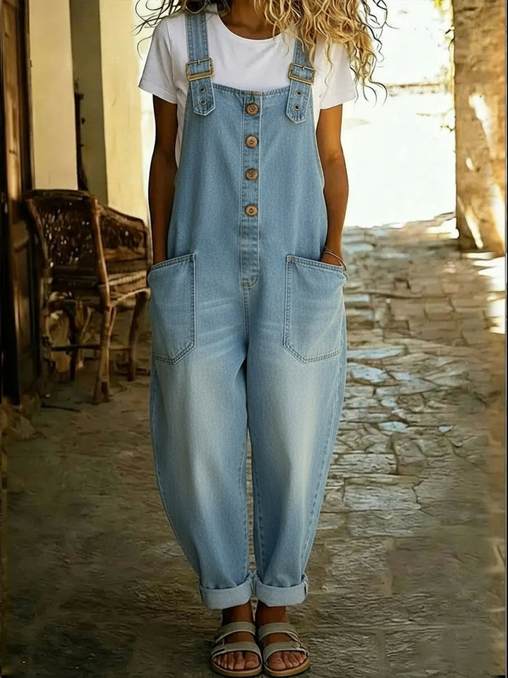 Tuta Donna Casual in Denim con Fibbie Regolabili