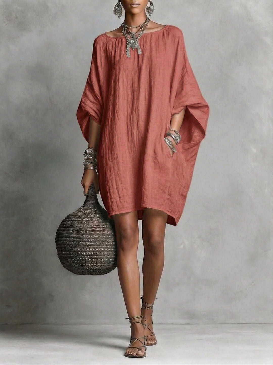Abito Casual Donna Cotone e Lino Vestibilità Comoda