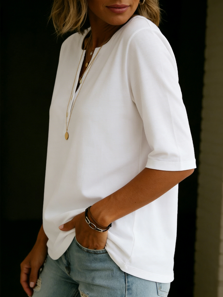 T-shirt Uomo Henley Cotone Casual Manica Corta
