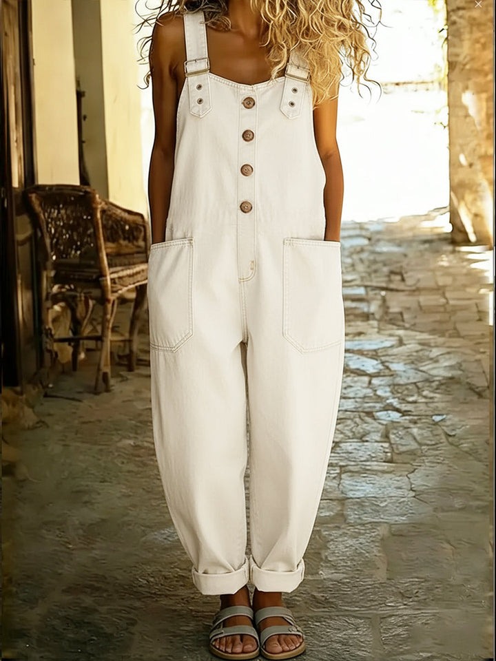 Tuta Donna Casual in Denim con Fibbie Regolabili
