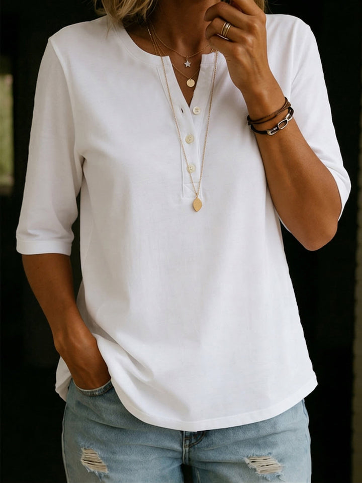 T-shirt Uomo Henley Cotone Casual Manica Corta