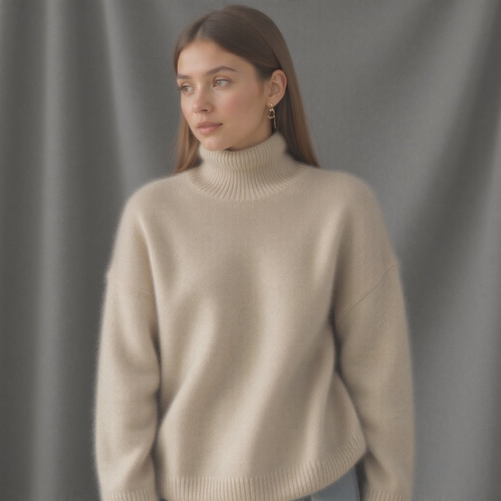 Maglione Donna Oversize Cashmere Collo Alto Morbido Caldo