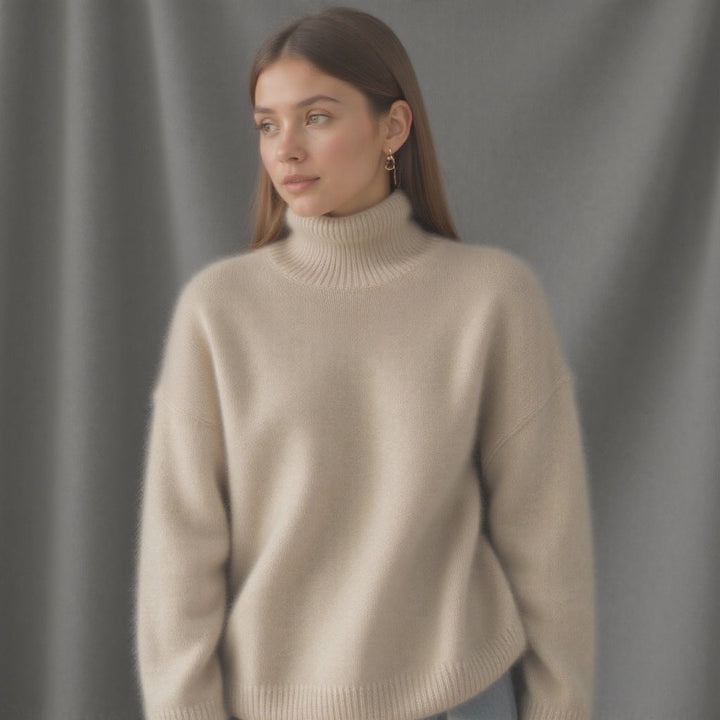 Maglione Donna Oversize Cashmere Collo Alto Morbido Caldo