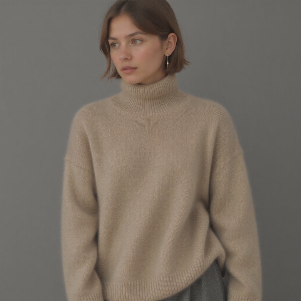 Maglione Donna Oversize Cashmere Collo Alto Morbido Caldo