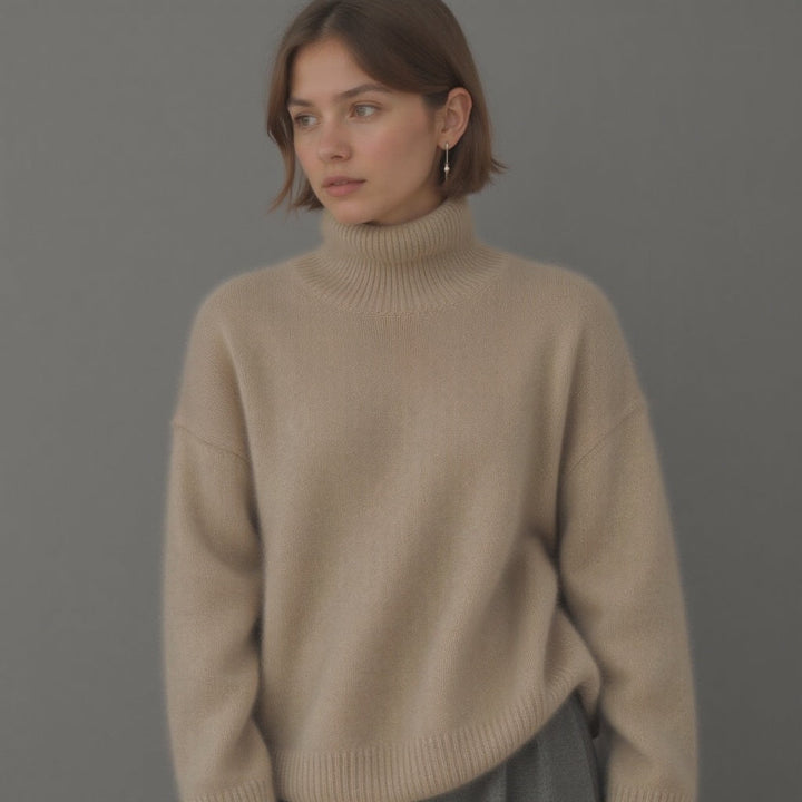 Maglione Donna Oversize Cashmere Collo Alto Morbido Caldo