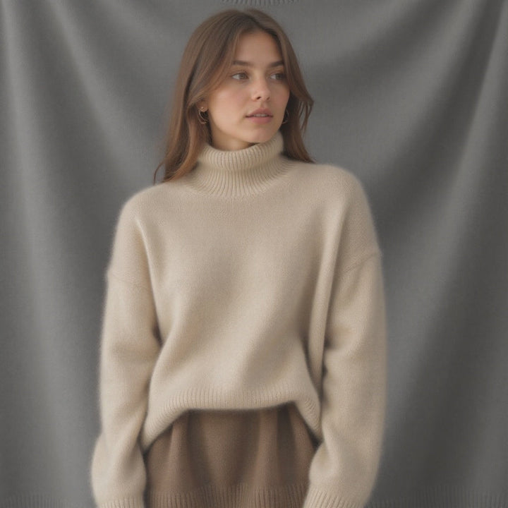 Maglione Donna Oversize Cashmere Collo Alto Morbido Caldo