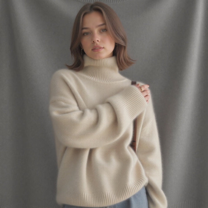 Maglione Donna Oversize Cashmere Collo Alto Morbido Caldo