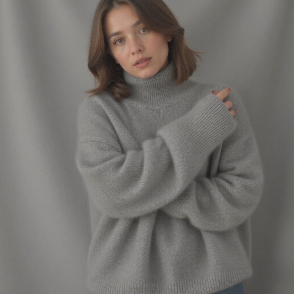 Maglione Donna Oversize Cashmere Collo Alto Morbido Caldo