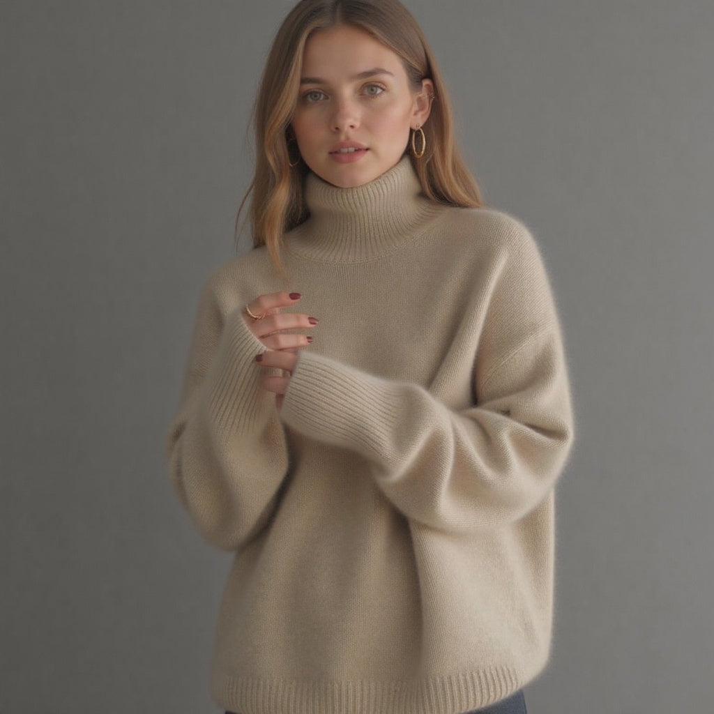 Maglione Donna Oversize Cashmere Collo Alto Morbido Caldo
