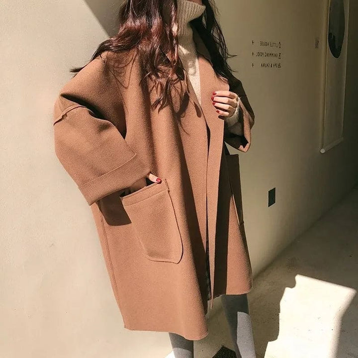 Trench Donna Misto Lana Vestibilità Oversize