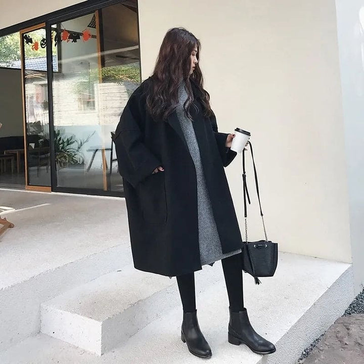 Trench Donna Misto Lana Vestibilità Oversize
