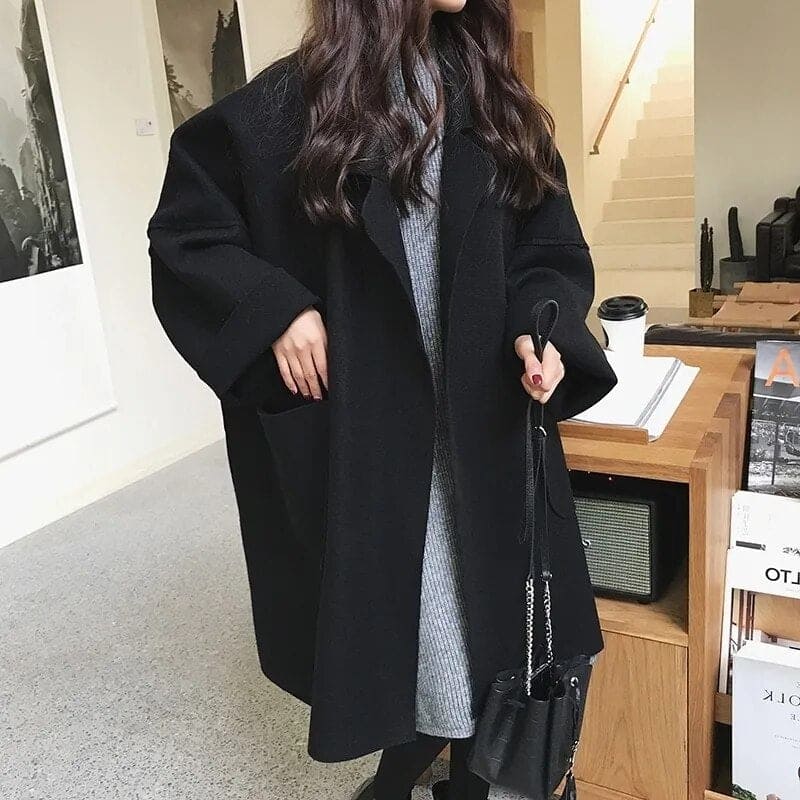 Trench Donna Misto Lana Vestibilità Oversize