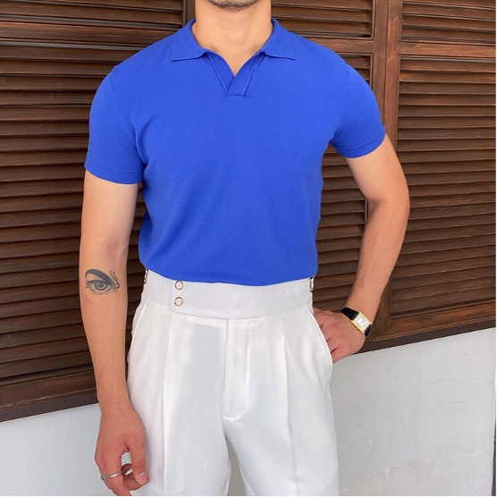Polo Uomo con Scollo a V Vestibilità Classica
