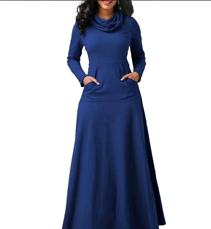 Abito Maxi Donna Maniche Lunghe Caldo Stile Moderno