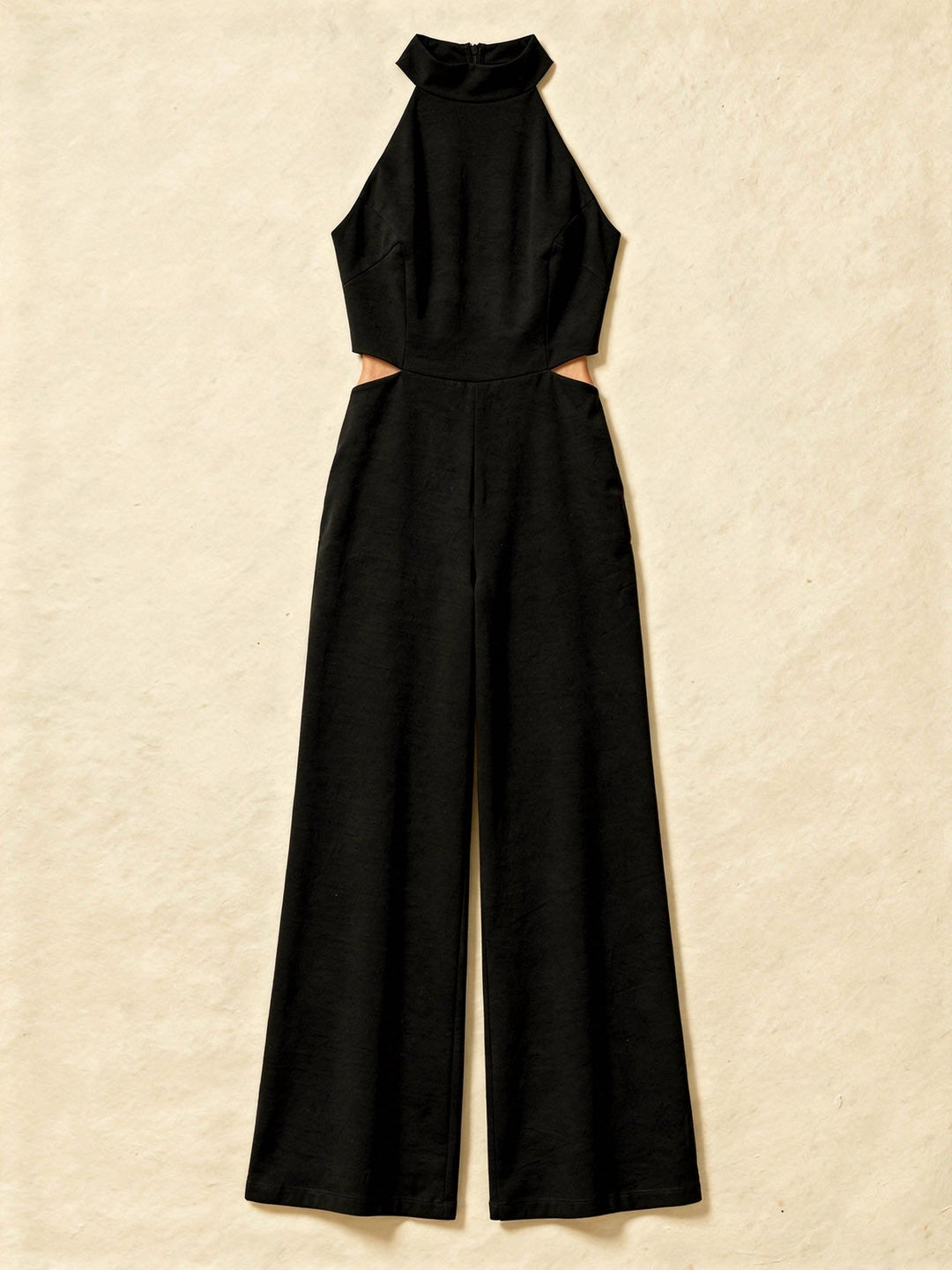 Tuta Donna Collo Halter Tessuto Leggero Gamba Larga