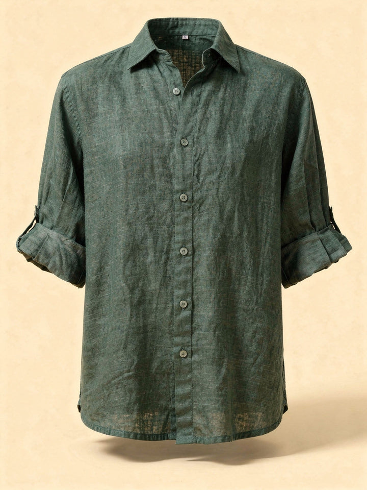 Camicetta Donna Oversize Cotone Lino Manica Lunga Casual