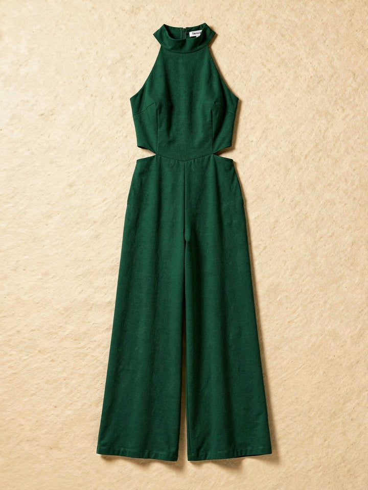 Tuta Donna Collo Halter Tessuto Leggero Gamba Larga