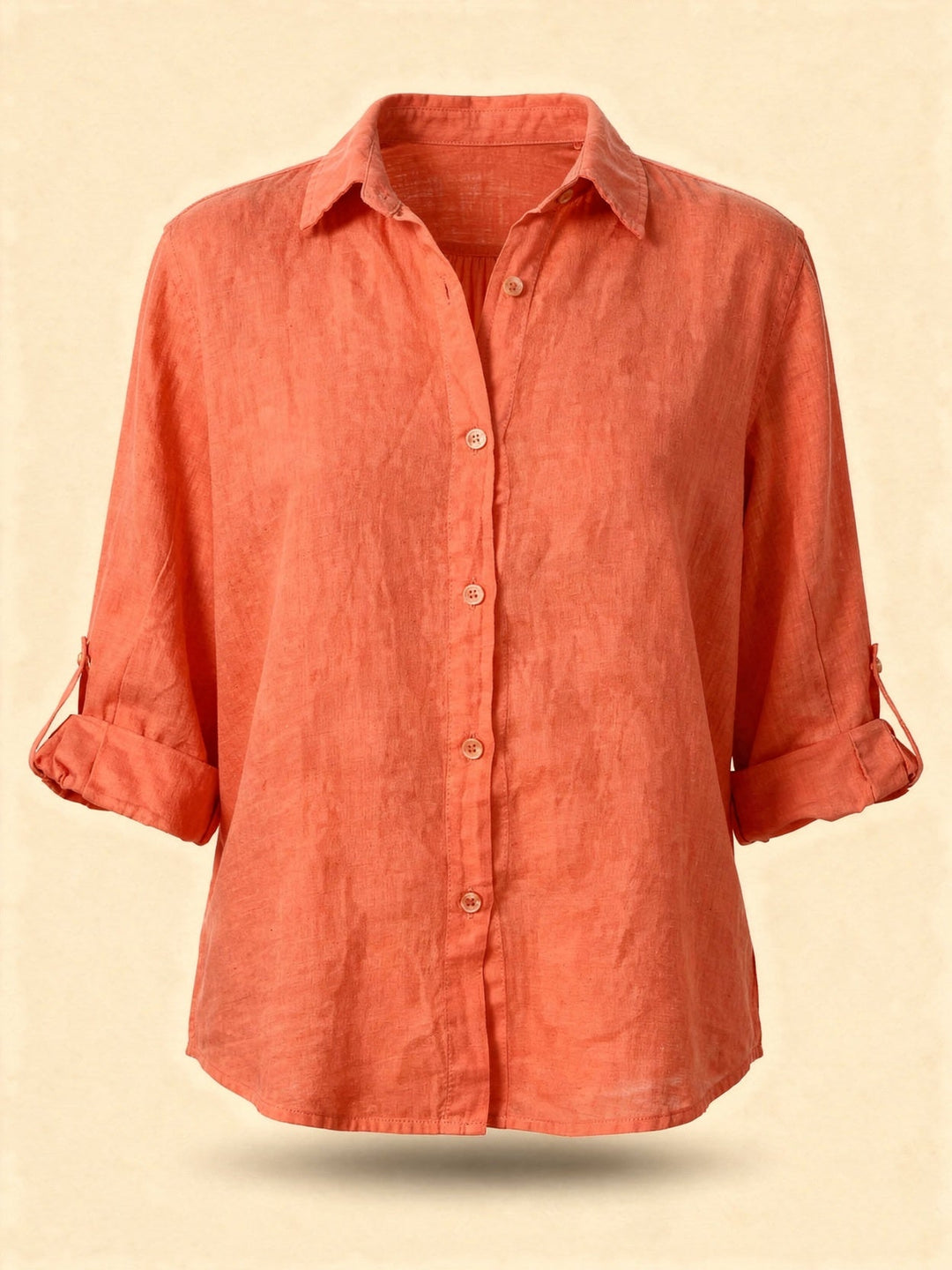 Camicetta Donna Oversize Cotone Lino Manica Lunga Casual