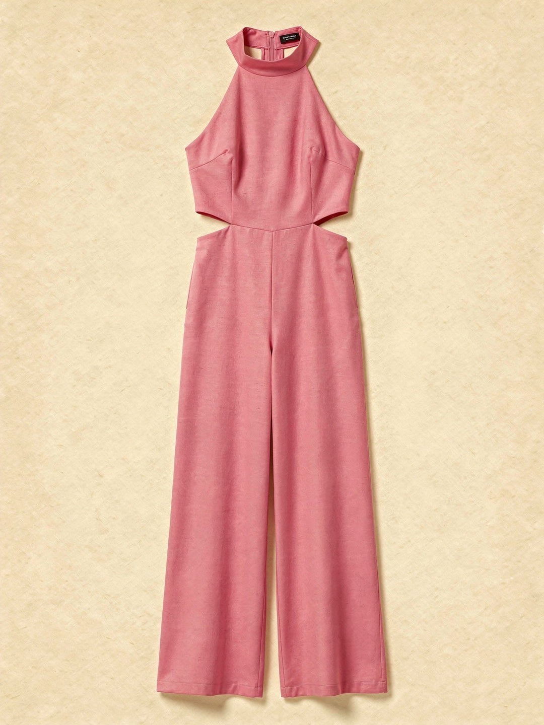 Tuta Donna Collo Halter Tessuto Leggero Gamba Larga