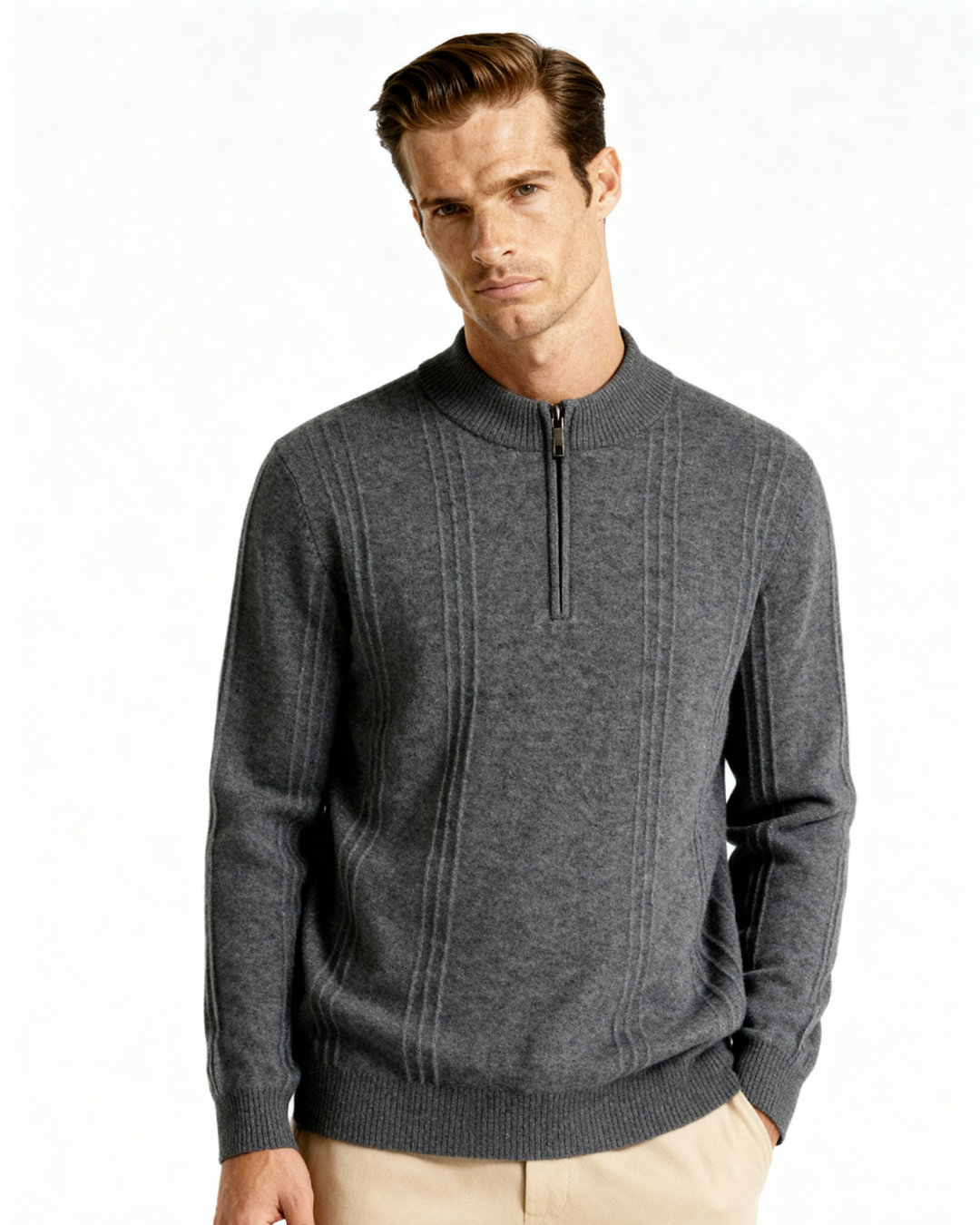 Maglione Uomo in Cashmere Mezzo Zip Comfort