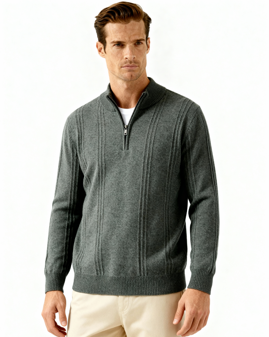 Maglione Uomo in Cashmere Mezzo Zip Comfort