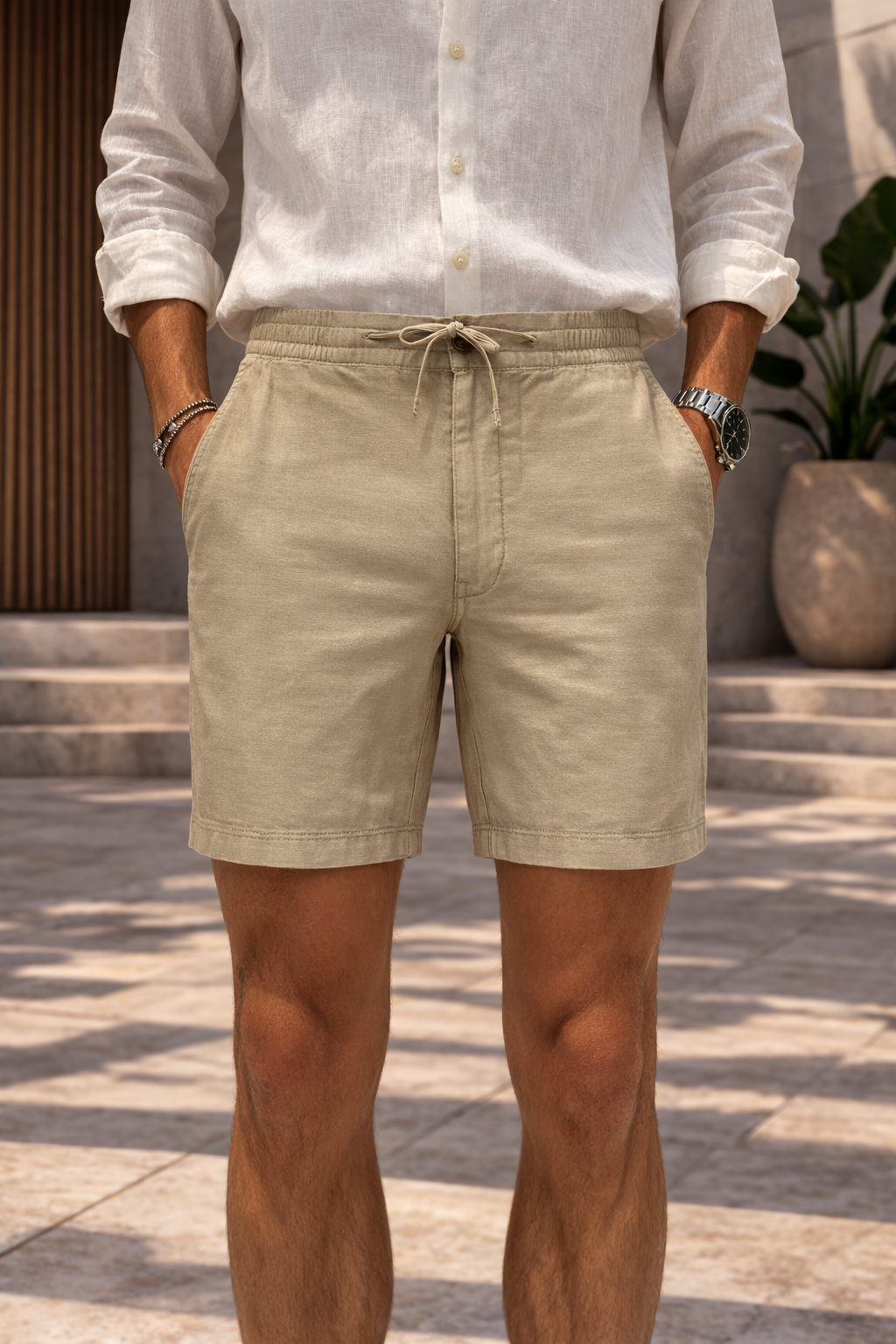 Pantaloncini Uomo Cotone Misto con Coulisse Vestibilità Comoda - Vesarelli